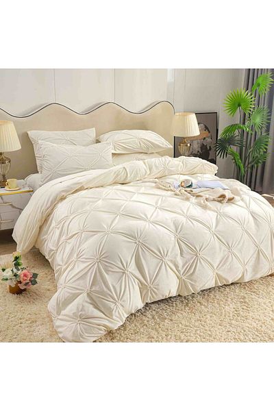 JOJO HOME Double Bed Sheet, Velvet, 4 Pieces, CATI3-6, Off-White, 230 x 250 cm