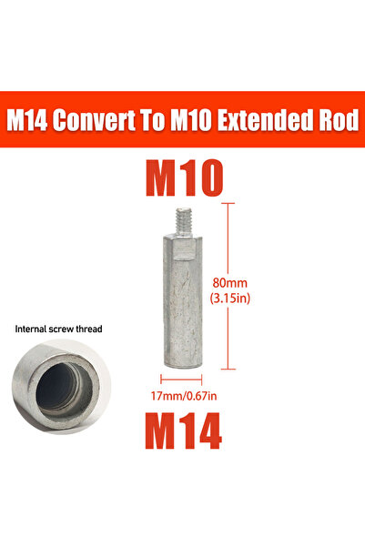 Choice6 M14 to M10 80mm 1pc M10/M14/5/8-11 M14 Convert To M10 Connection Exte...