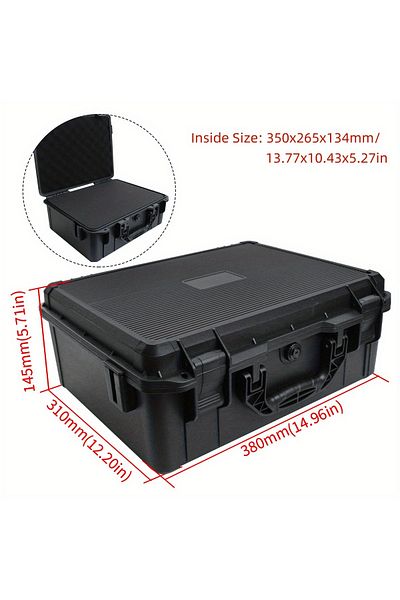 Choice 380x310x145mm 1pc Universal Portable Plastic Tool Box With Foam Insert Waterproof & Shockproof Hard