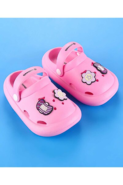 Cute Walk by Babyhug Clogs with Back Strap Closure & Smilie Applique - Pink