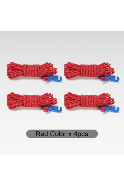 Choice 3mm 4M Red 4Pcs Outdoor Guy Lines Tent Cords Reflective Camping Rope with Aluminum Guylines Adjuster