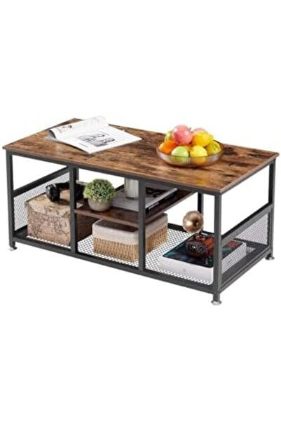 AGD TV Stand and Coffee Table with 3 Open Layers for Living Room, Bedroom, Media Center