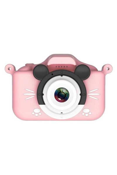 FOXMAG24 Cameră foto pentru copii, cu carcasă de protecție din silicon roz, cameră selfie, cu jocuri încorporate