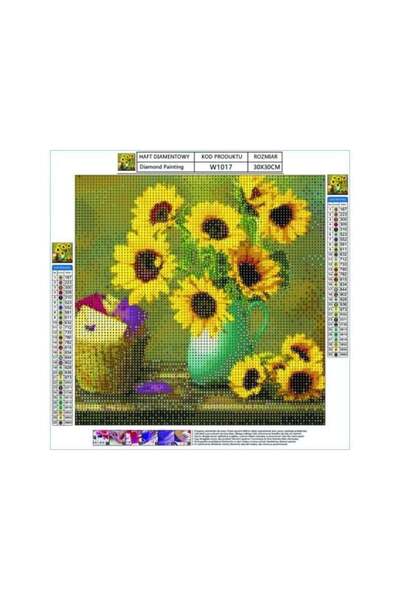 zola Diamond mosaic tapestry, sunflower in vase pattern, 30 x 30 cm