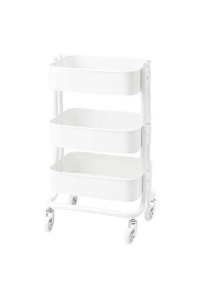 IKEA servis arabası, beyaz, 38x28x65 cm