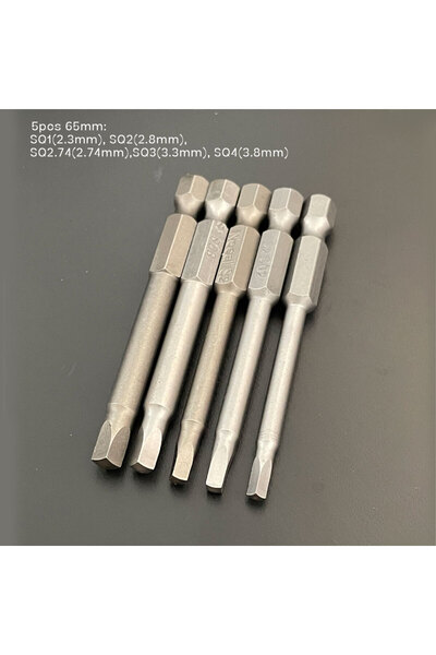 Choice 65mm 5 pcs 50/65mm Magnetic Square Screwdriver Bit Set S2 Steel Screw Drill Socket SQ Head Tip Adapt