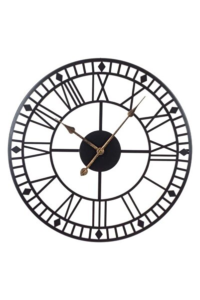 divendi-ro Metal wall clock with Roman numerals and bronze indicators, Ø60 cm, black