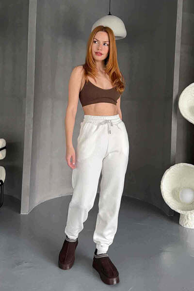Cappmoda Eşf-09091 White Two Thread Raised Jogger Tracksuit