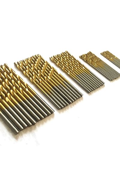 Choice 50pcs 50pc Titanium Plated Twist Drill Set 1-3mm Small Drill Bit Electric Drill Drill Tool DIY Woodw