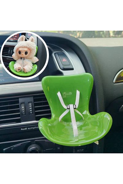 Choice green 15-17cm Car Doll Seat Labubu Doll Safety Seat Cute Doll Air Outlet Aromatherapy Decoration Car