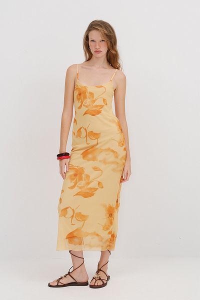 Addax Patterned Dress with Adjustable Rope Strap E251085