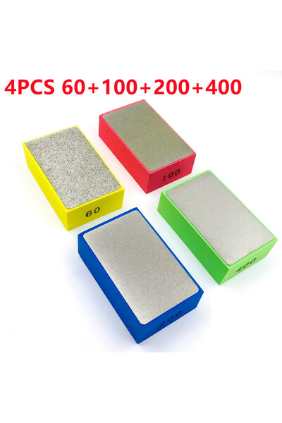 Choice 4 PCS Diamond Hand Polishing Pads Tile Glass Abrasive Grinding Block P...