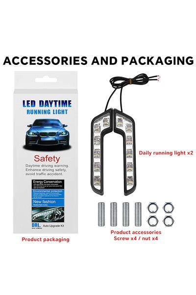 Choice WHITE YiRui Car Modification Accessories Highlight Trim 7 Shape Daytime Running Lights 12V LED