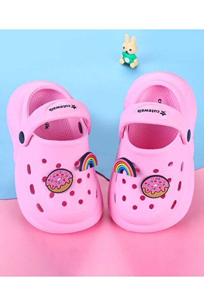 Cute Walk by Babyhug قباقيب بحزام خلفي مع زخارف دونات وقوس قزح - وردي