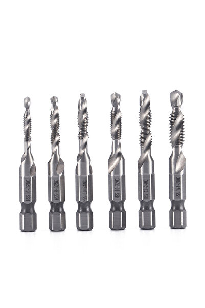 Choice grey 6pcs HSS 2-in-1 Drill And Tap Bit Set, Fractional 1/8 To 3/8 Inch...