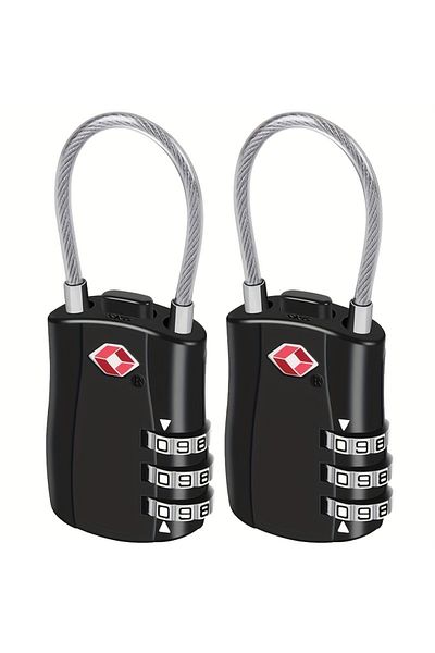 Choice Black 2pcs TSA Luggage Combination Locks Alloy Body Combination Padlock for Travel Bag Suit Case Lo