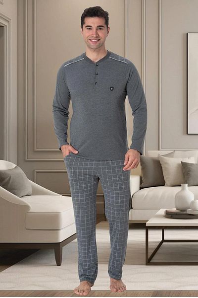 Mavelle Men's Plus Size Bottom Top Pajamas Suit 2902