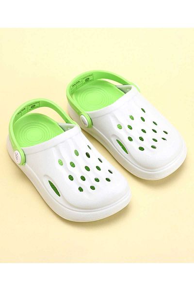 Pine kids Pine Kids Clogs with Back Strap - White & Green