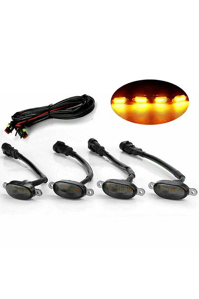 Choice 4 in 1 4 in 1 Car Front LED Grille Light Smoked Amber Grill Light For Jeep Off Road Trunk SUV Ford T