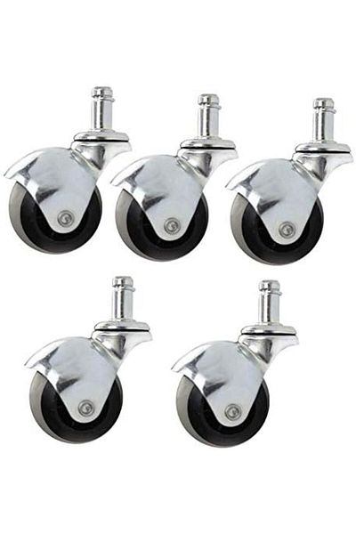 CHT MWPO 5x Ball Casters Silent Nylon/Rubber Stem Wheels M11×20mm Quiet Rolling Furniture Replacement W