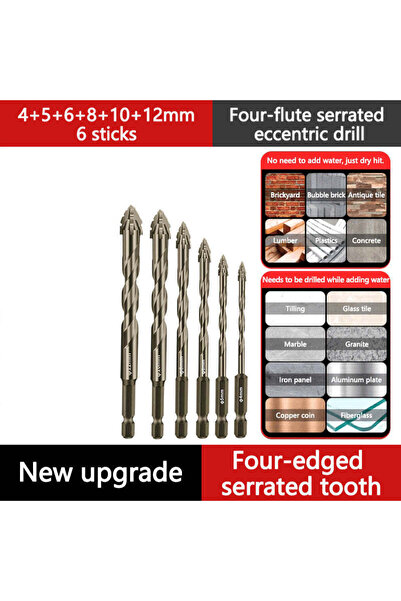 Choice1 4-5-6-8-10-12mm High-Strength 4-Flute Serrated Eccentric Drill Bit Dr...