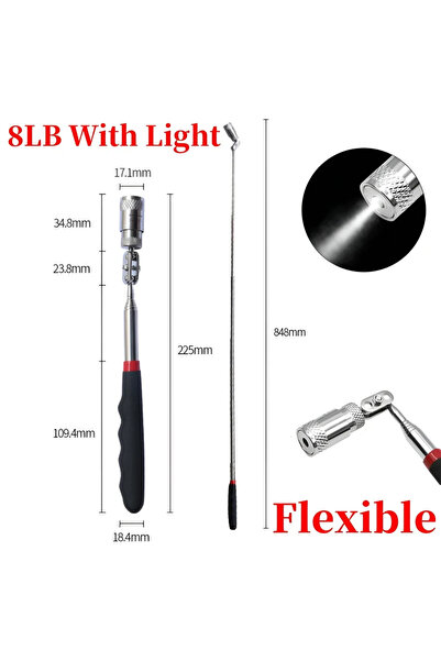 Choice قلم مغناطيسي تلسكوبي مرن بوزن 8 أرطال، قابل للتمديد، مزود بإضاءة، أداة...
