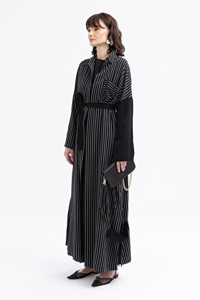 ALLDAY Siyah-Hırkalı Kolsuz Elbiseli Takım