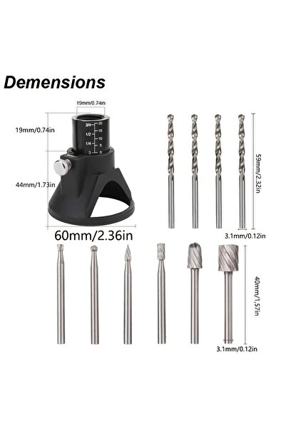 Choice Rotary Tool Guide Rotary Router Milling Cutter Guide Attachment Twist Drill Bit Wood Carving Tool Ki