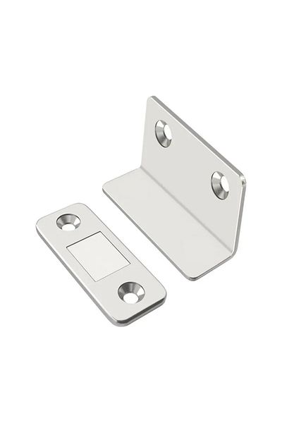 Choice Silver 2pcs Ultra Thin Latch Cupboard L Type Door Closer Cabinet Catches Door Stopper Furniture Fitt