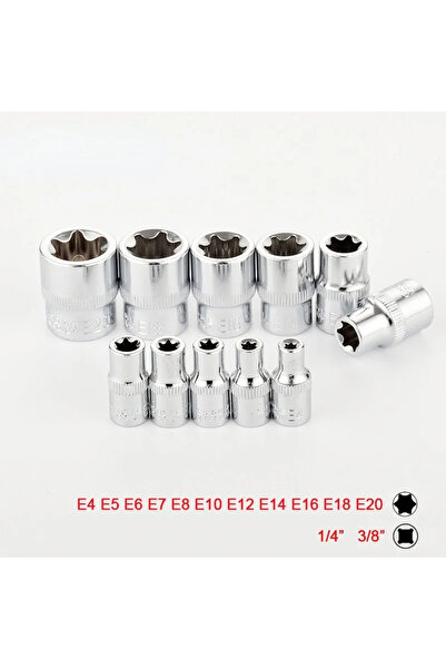 Choice 11Pcs 1/4" 3/8" Star Socket Set Femal E Type Sockets Wrench Head E4 E5 E6 E7 E8 E10 E12 E14 E16 ...