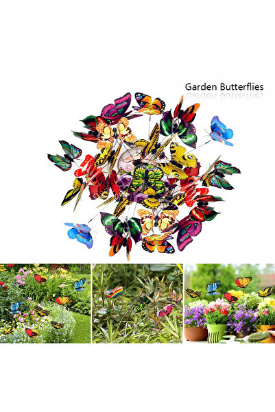 Choice 50 قطعة من أوتاد الفراشات الملونة محاكاة الفراشات في الهواء الطلق حديقة ساحة النبات وعاء الزهور الربيع ...