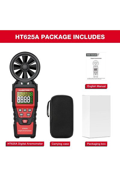 Choice HT625A HABOTEST HT625A مقياس سرعة الرياح الرقمي المحمول باليد ومقياس سرعة الرياح بشاشة LCD