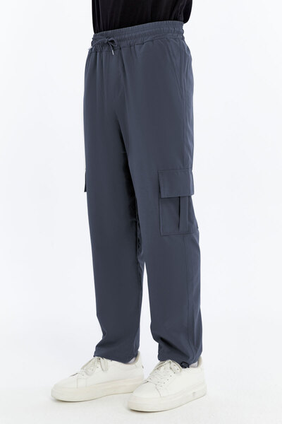 OXVİN Men's Summer Oversize Parachute Fabric Cargo Pocket, Leg Clip, Baggy Trousers