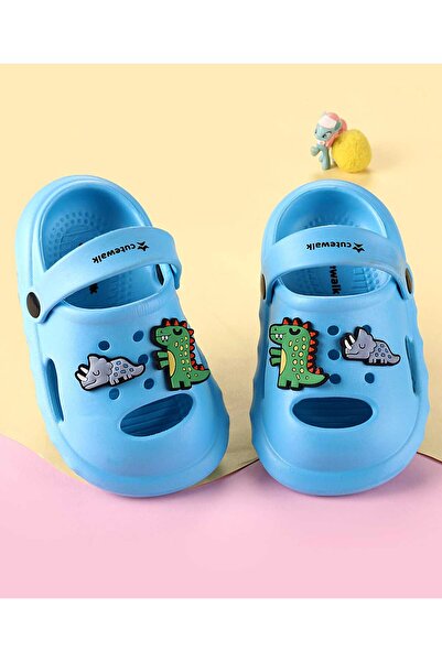 Cute Walk by Babyhug حذاء قبقاب بحزام خلفي من بيبي هاج مع تطريز ديناصور - أزرق