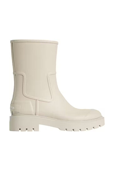 Calvin Klein Kadın Kalın Tabanlı Yanları Panelli Yağmur Botu - Krem