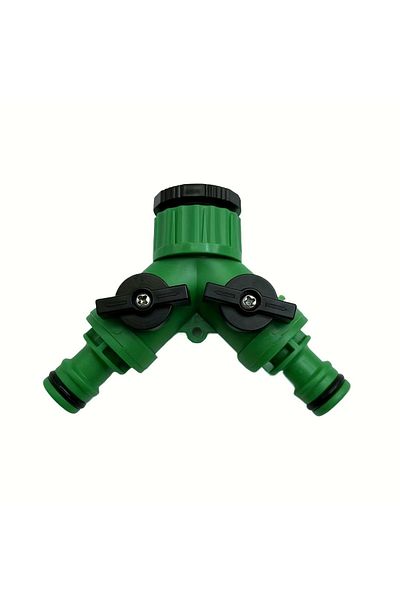 Choice green 2-Way Water Hose Tap Splitter With Quick Connector And Y Type Adapter For Garden Faucet - Dual