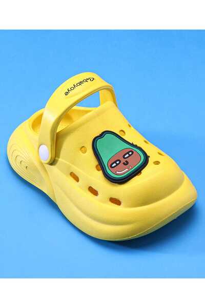 Babyoye Clogs with Backstrap Closure & Fruit Applique - Yellow