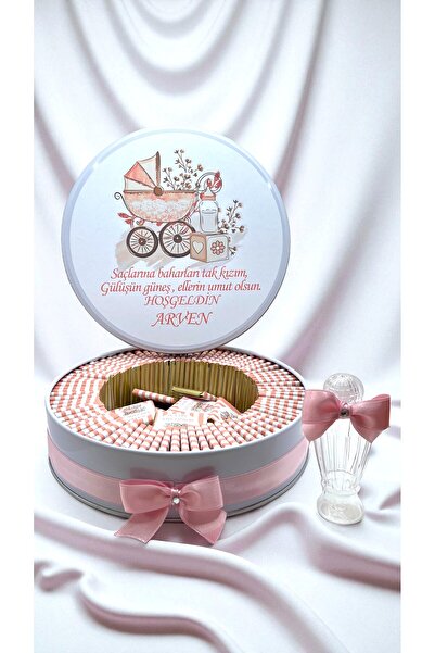 Popy Gift Chocolate 100 Adet Puset Temalı İsme Özel Hoşgeldin Kız Bebek Hediy...