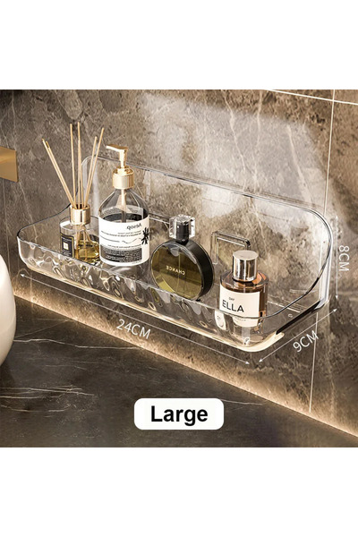 Choice رف حمام كبير من الأكريليك بدون مثقاب منظم لرف تخزين الدش وحامل الغسيل ...
