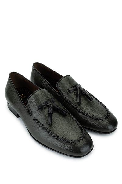 Tamer Tanca Men's Genuine Leather Green Classic Shoes