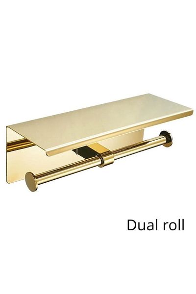 Choice Gold dual Multifunctional Toilet Paper Holder with Shelf Wall Mounted Double Roll Towel Holder Bathr