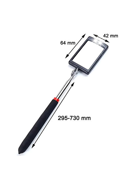 Choice مرآة فحص مربعة الشكل مزودة بإضاءة LED، قابلة للتعديل بزاوية 360 درجة، ...