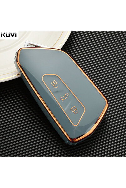 Choice1 جراب مفاتيح سيارة أنيق رمادي اللون من مادة TPU، مناسب لسيارات فولكس ف...