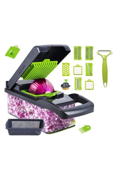 OEM Răzătoare multifuncțională cu 16 accesorii, lame din oțel inoxidabil, verde