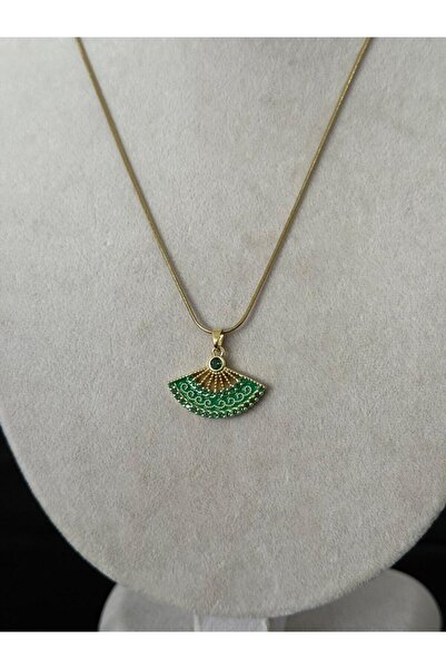 youngsem قلادة مروحة من حجر الزركون مطلية بالمينا من الفولاذ