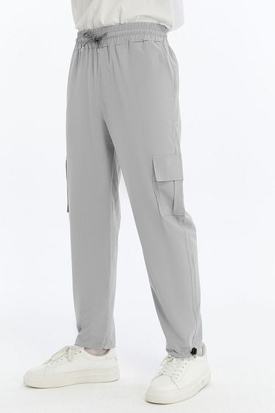 OXVİN Men's Summer Oversize Parachute Fabric Cargo Pocket, Leg Clip, Baggy Trousers