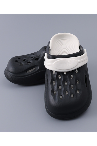 SAPS Backstrap Closure Clogs - Black/White