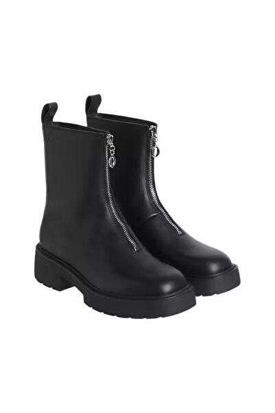 Calvin Klein Kadın Önden Fermuarlı Kalın Tabanlı Bot - Siyah