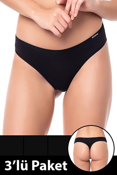 BRAINWEAR Women's 3 Pack Lycra Cotton Thong