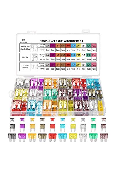 Choice مجموعة فيوزات السيارات المكونة من 180 قطعة، مجموعة متنوعة من فيوزات السيارات ذات الشفرة، 3 أحجام، فيوزات بديلة